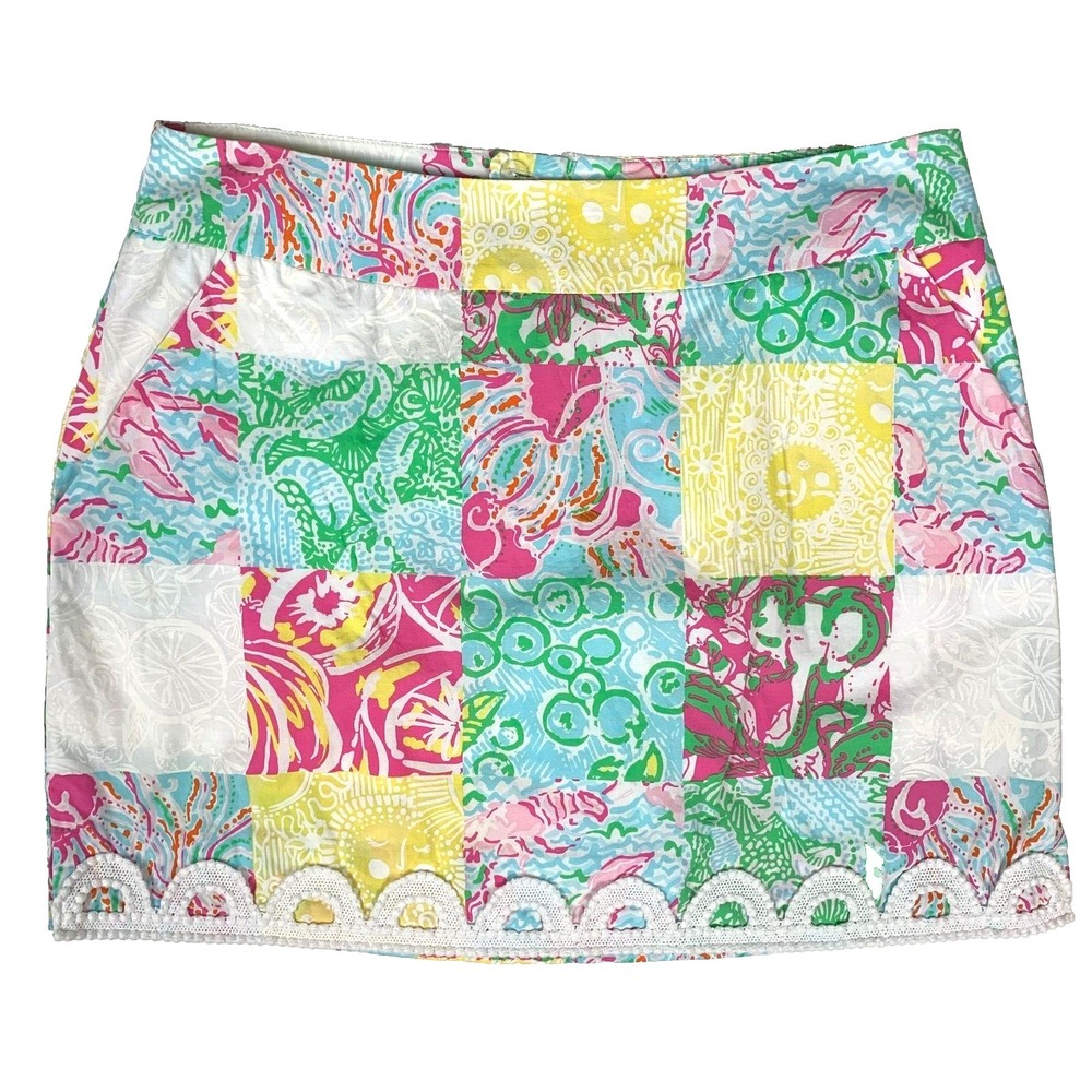 Lilly Pulitzer Marigold Skort Summertime Printed Patch sz 0 Cotton‎ HTF